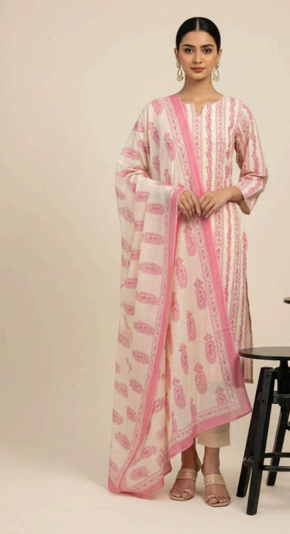 Pink | Al-Karam 3pc Unstitched Lawn Suit