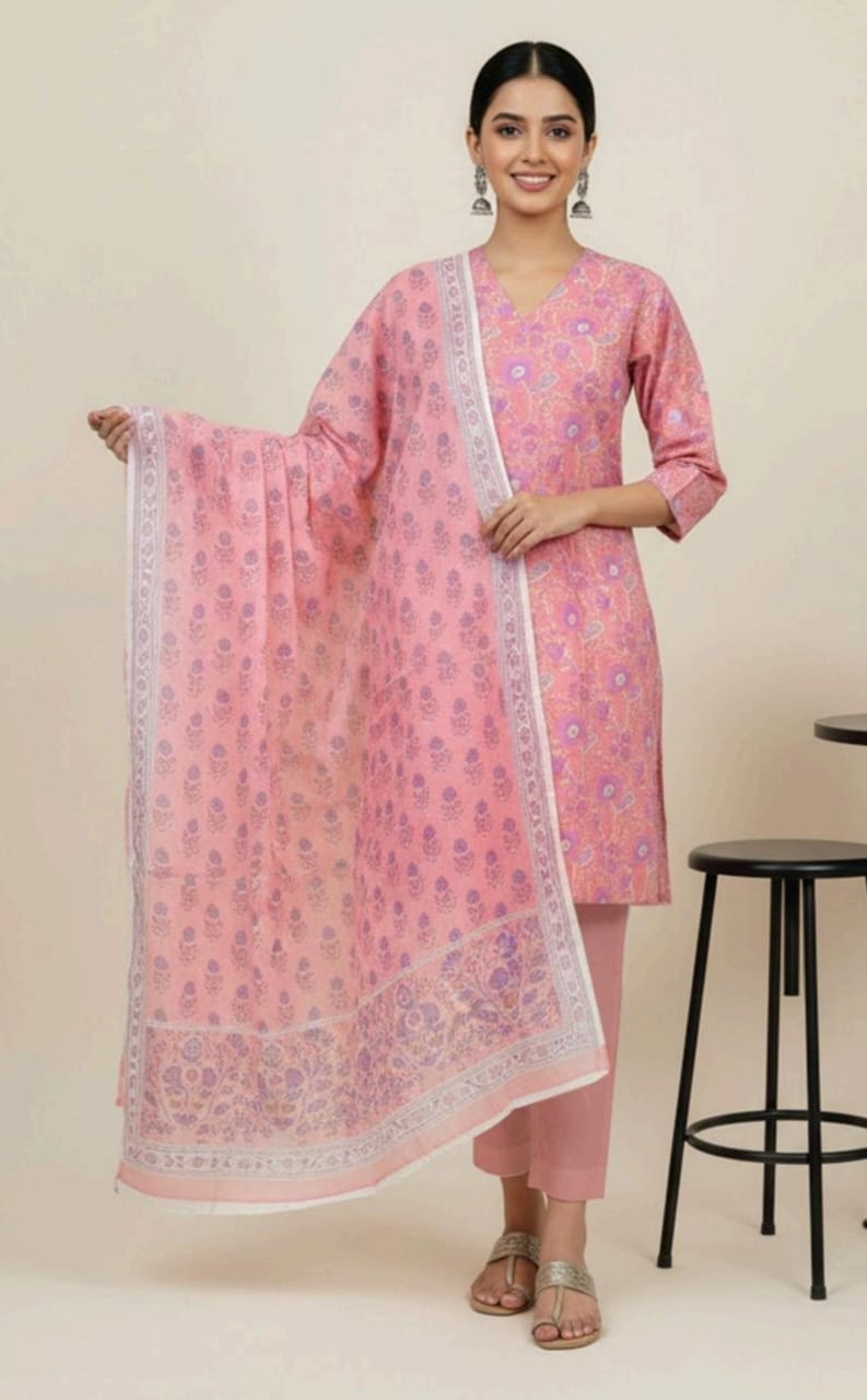 Pink | Al-Karam 3pc Unstitched Lawn Suit