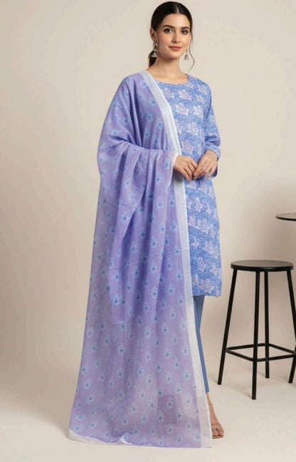 Light Purple | Al-Karam 3pc Unstitched Lawn Suit