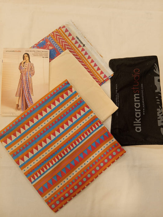 Pink | Al-Karam 3pc Unstitched Lawn Suit