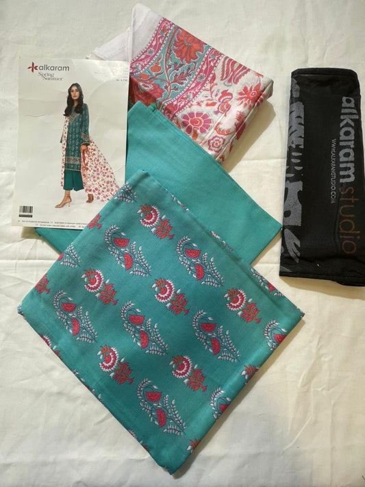 Sea Green | Al-Karam 3pc Unstitched Lawn Suit