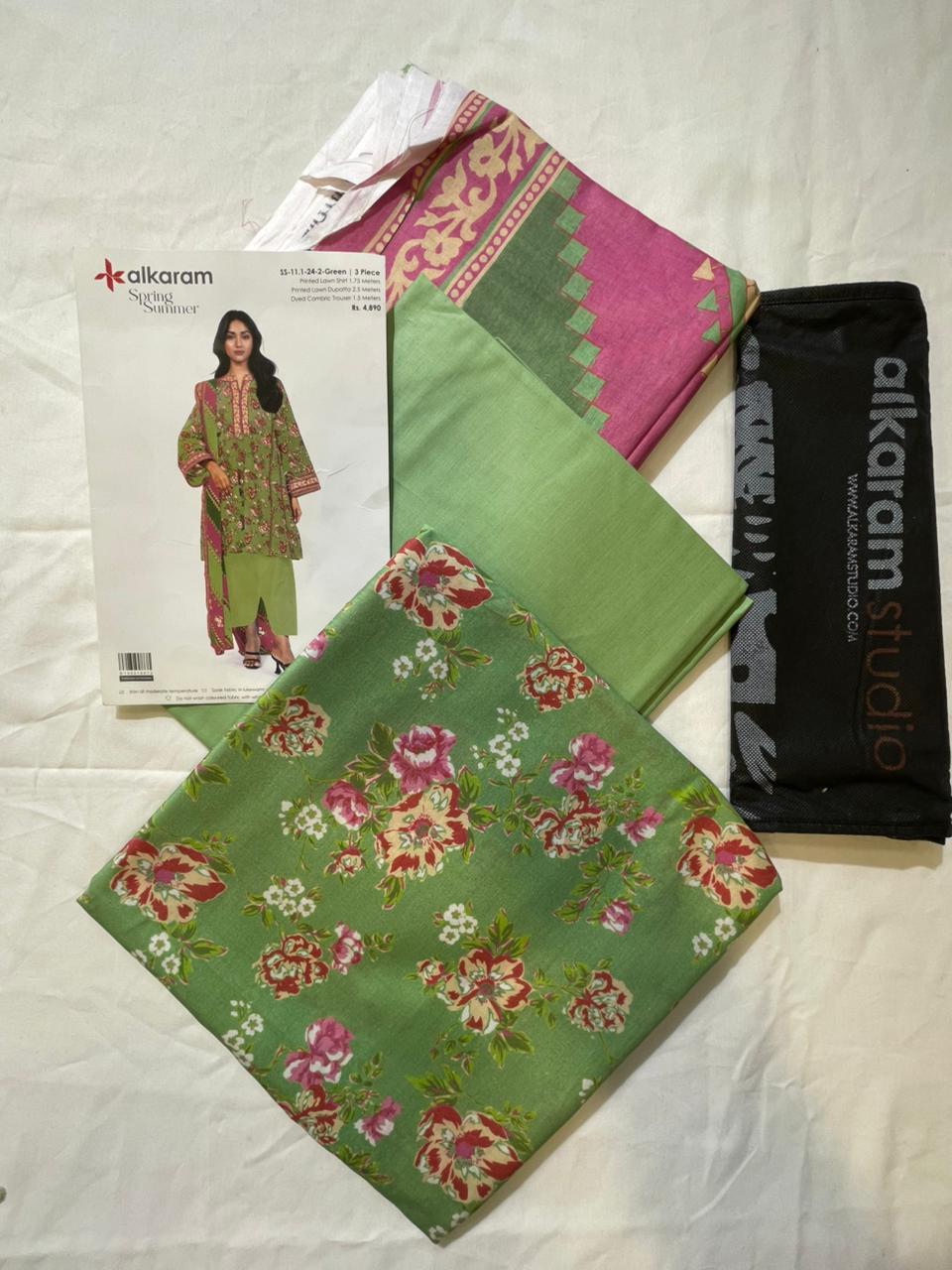 Light Green | Al-Karam 3pc Unstitched Lawn Suit