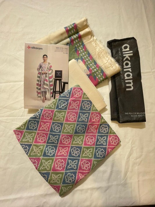 Pink | Al-Karam 3pc Unstitched Lawn Suit