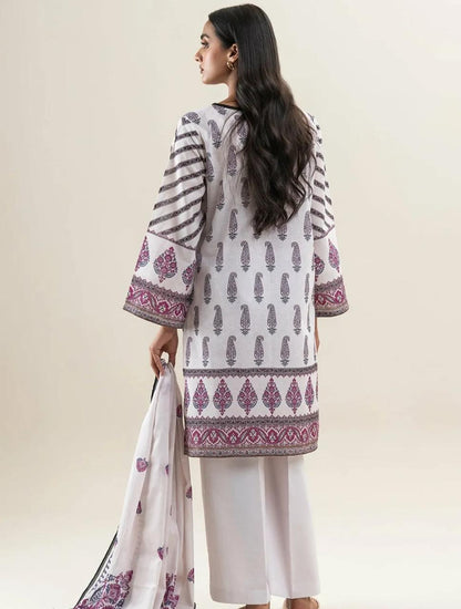 BeechTree 3 PIECE PRINTED LAWN SUIT-PORCELAIN LACE (UNSTITCHED)