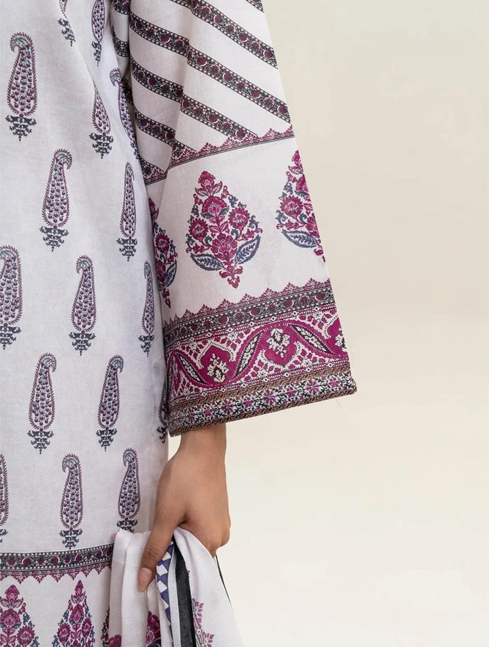 BeechTree 3 PIECE PRINTED LAWN SUIT-PORCELAIN LACE (UNSTITCHED)