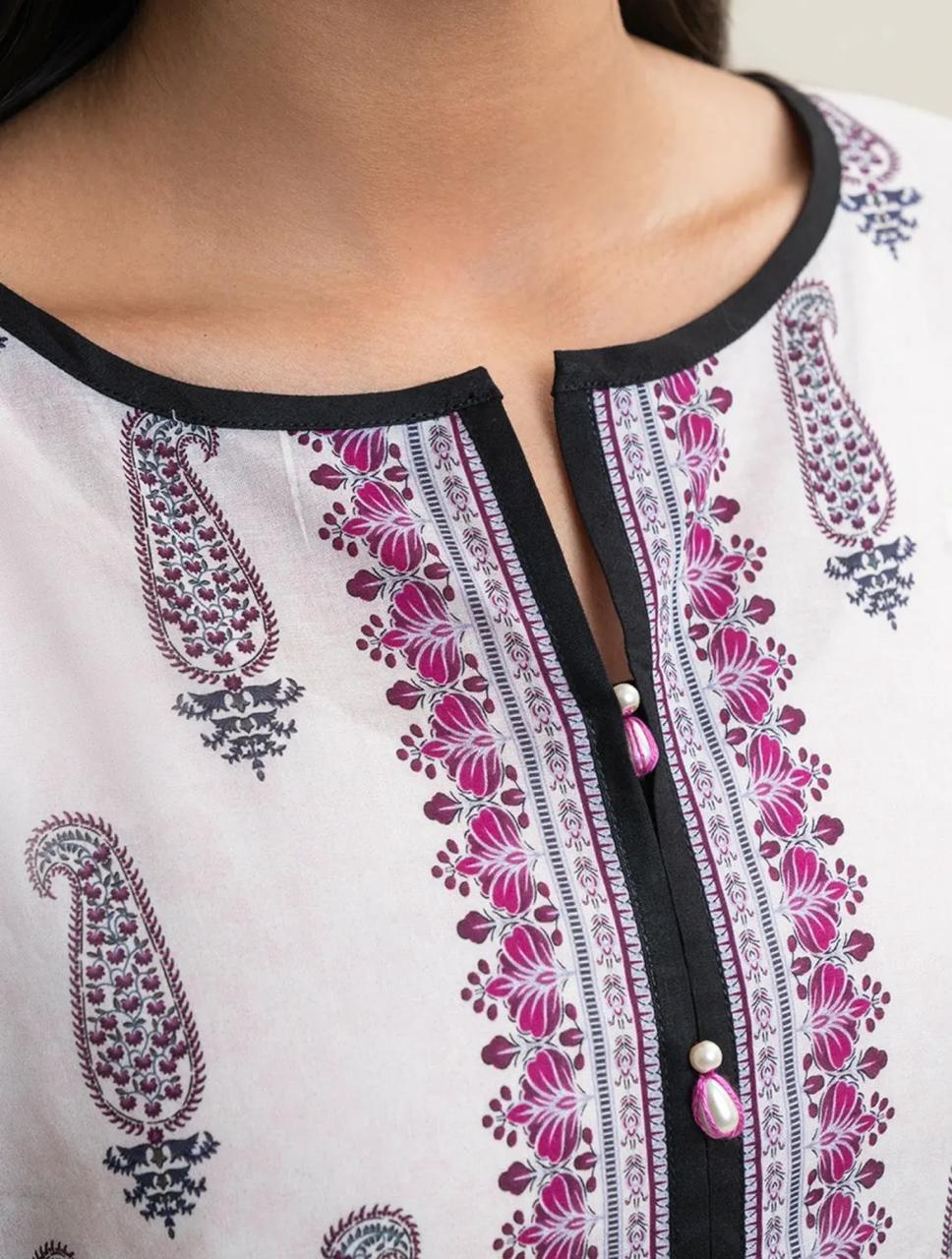 BeechTree 3 PIECE PRINTED LAWN SUIT-PORCELAIN LACE (UNSTITCHED)