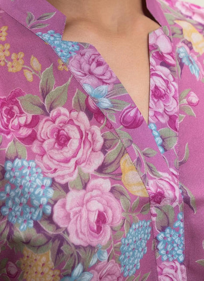 BeechTree 3 PIECE PRINTED LAWN SUIT-SALMON ROSE (UNSTITCHED)