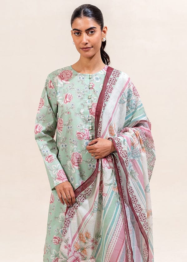 BeechTree 3 PIECE PRINTED LAWN SUIT-SCARLET MIST (UNSTITCHED)