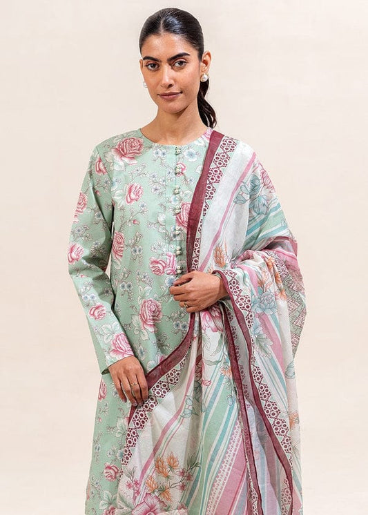 BeechTree 3 PIECE PRINTED LAWN SUIT-SCARLET MIST (UNSTITCHED)