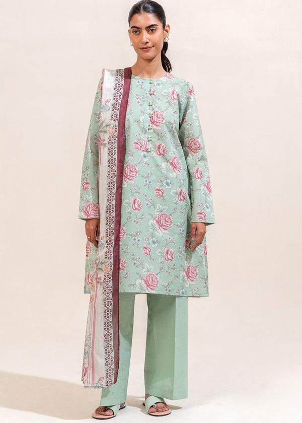 BeechTree 3 PIECE PRINTED LAWN SUIT-SCARLET MIST (UNSTITCHED)