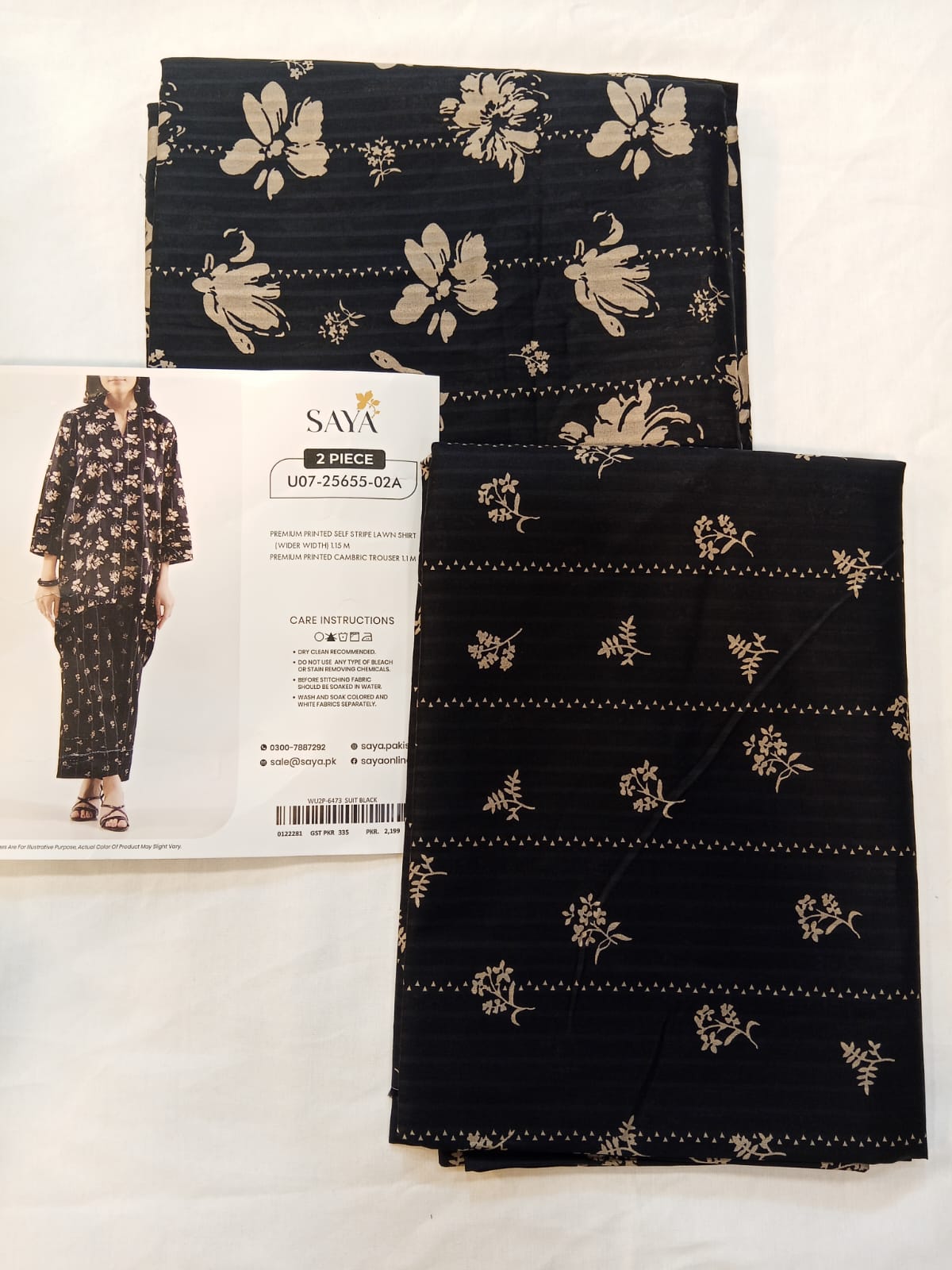 Black | Saya 2PC Unstitched Lawn Suit