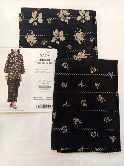 Black | Saya 2PC Unstitched Lawn Suit