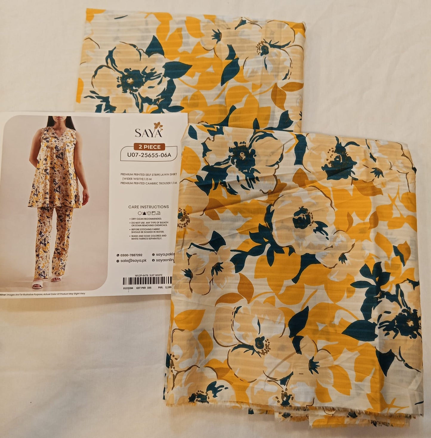 White | Saya 2PC Unstitched Lawn Suit