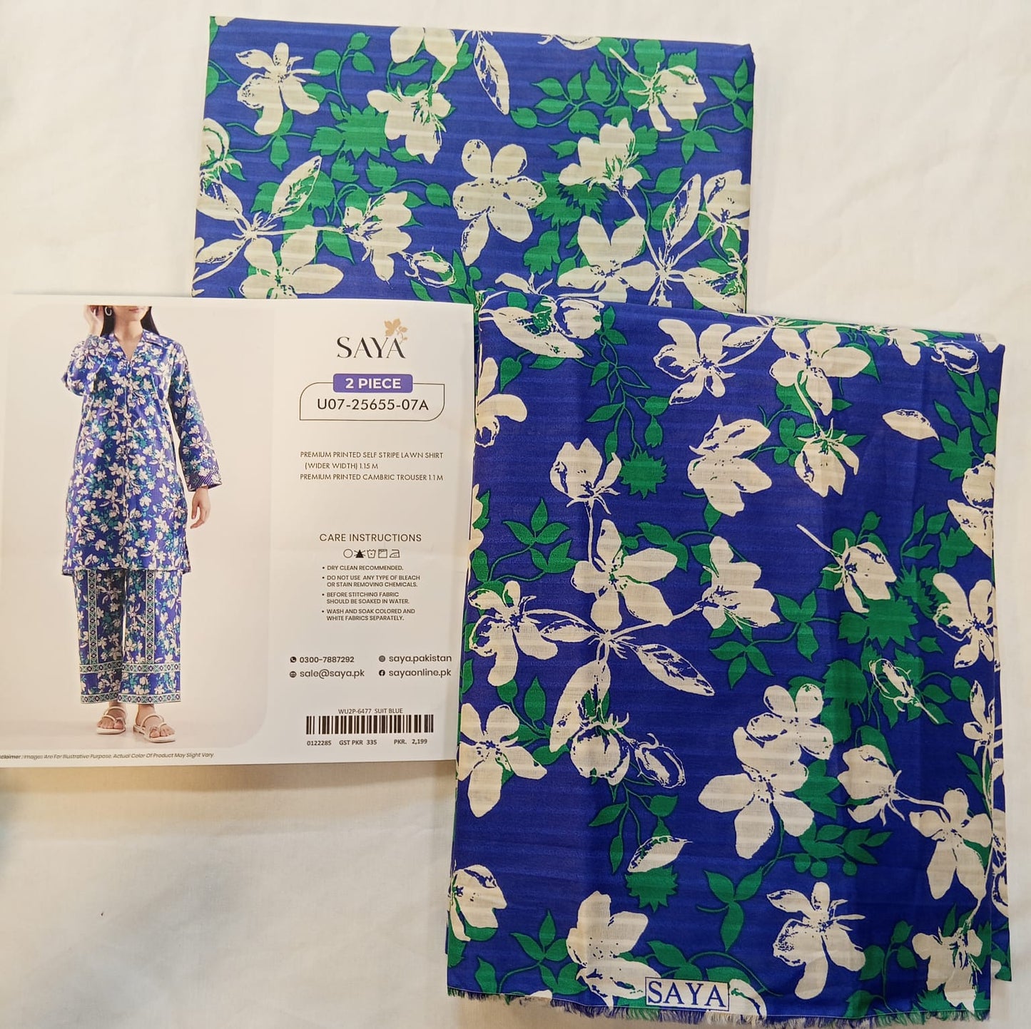 Blue | Saya 2PC Unstitched Lawn Suit