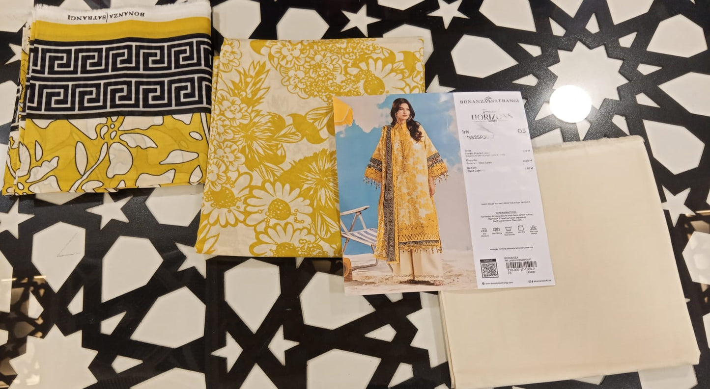 Bonanza Satrangi 3pc Unstitched Lawn Suit