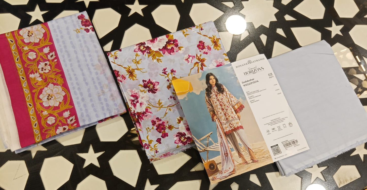 Bonanza Satrangi 3pc Unstitched Lawn Suit