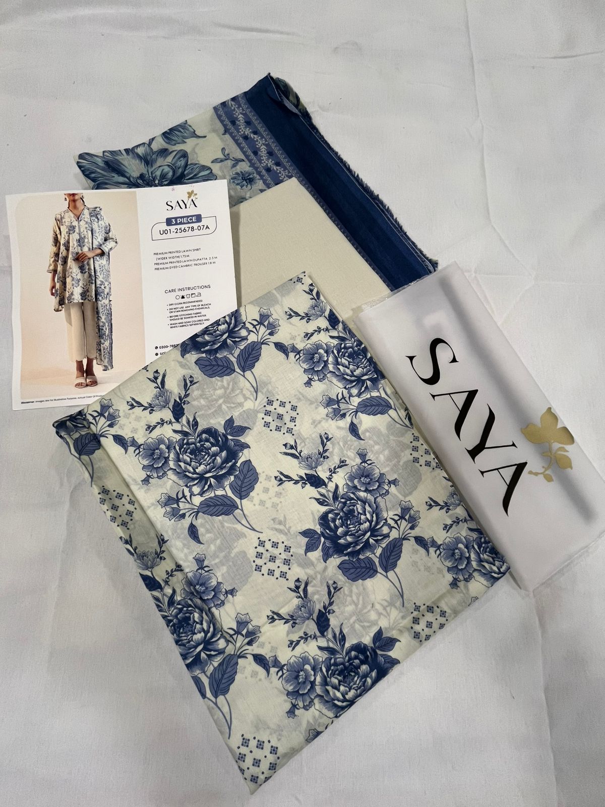 Ivory | Saya 3pc Unstitched Lawn Suit