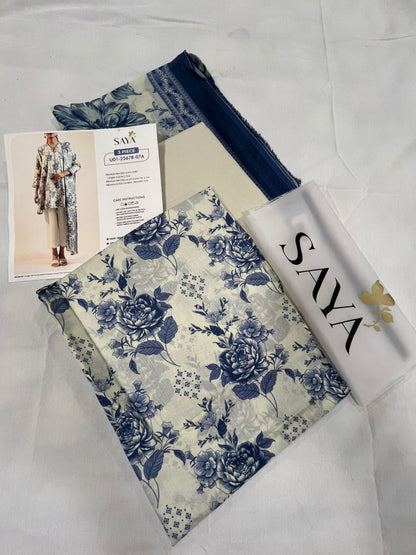 Ivory | Saya 3pc Unstitched Lawn Suit