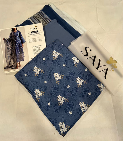 Blue | Saya 3pc Unstitched Lawn Suit