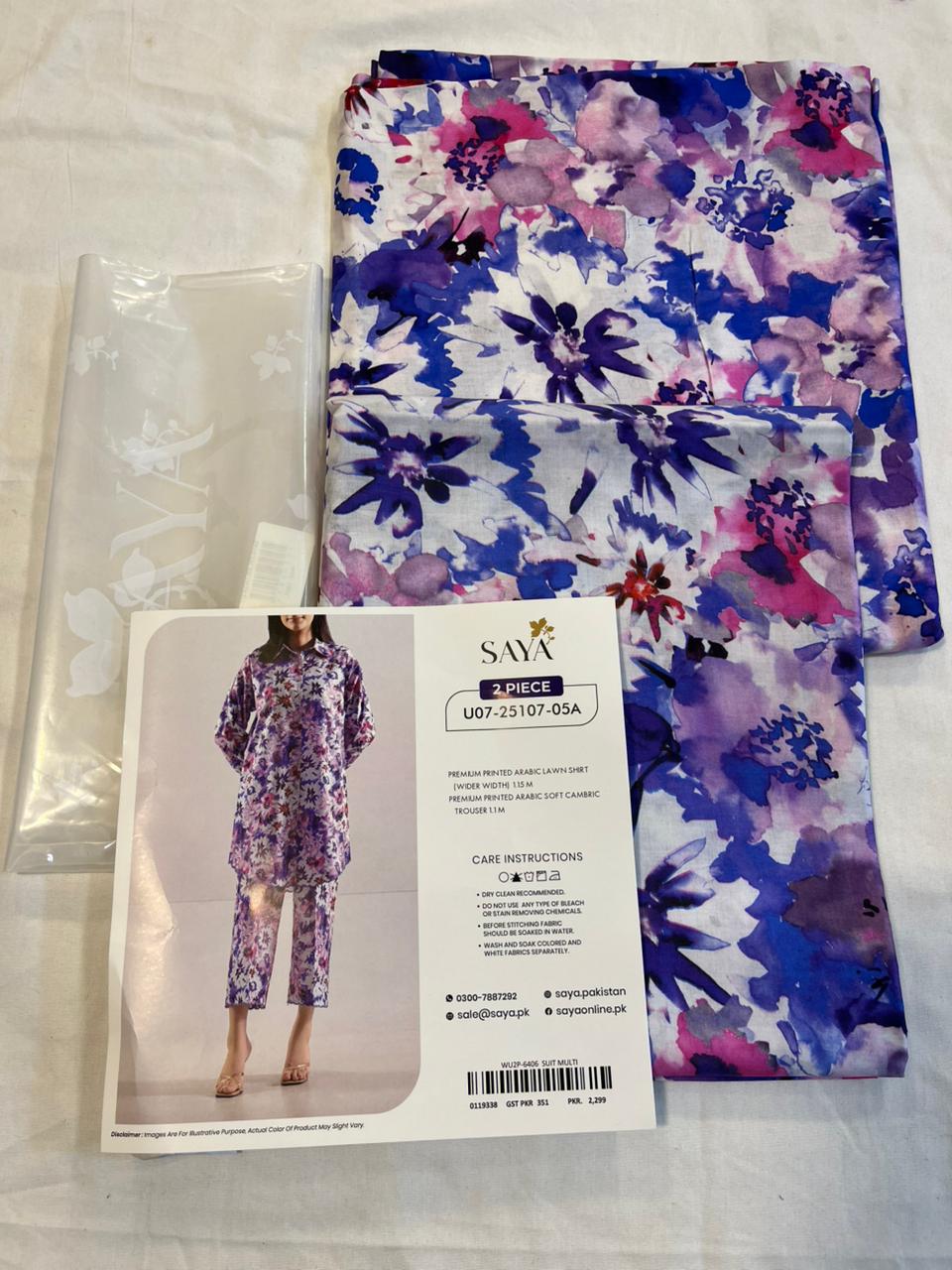 Saya 2pc Unstitched Lawn Suit | Multi