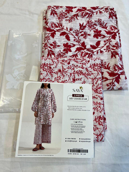 Saya 2pc Unstitched Lawn Suit | White
