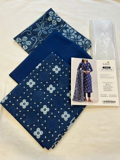 Blue | Saya 3pc Unstitched Lawn Suit