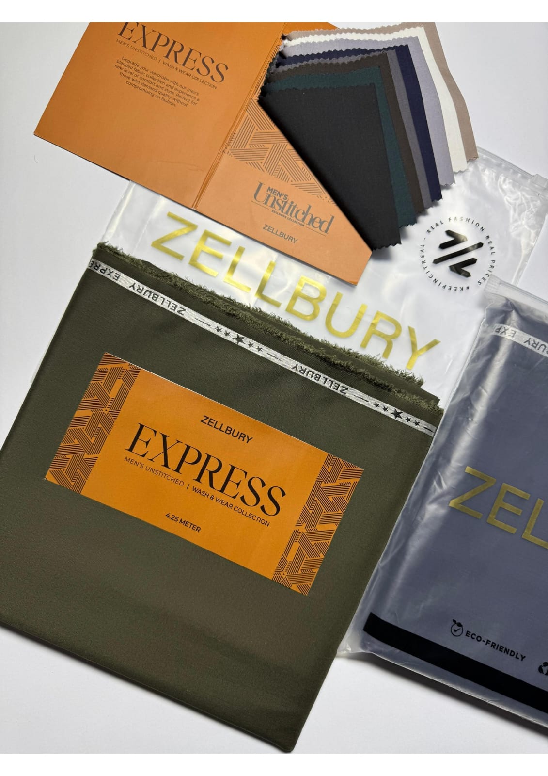 Close-up texture and weave of Dark Green Zellbury Mens Wash and Wear 100% premium fine quality fabric.