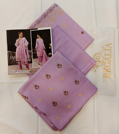 Close-up of the premium texture and weave of Lavender Regalia Jacquard Viscose 3pc.