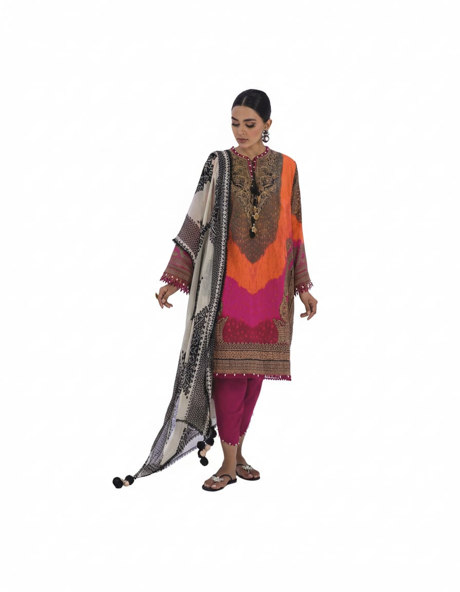 Mehndi Rust Multi | Sana Safinaz 3pc Unstitched Lawn Suit