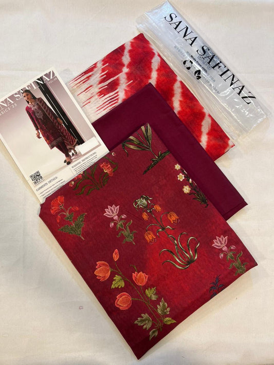 Maroon | Sana Safinaz 3pc Unstitched Lawn Suit