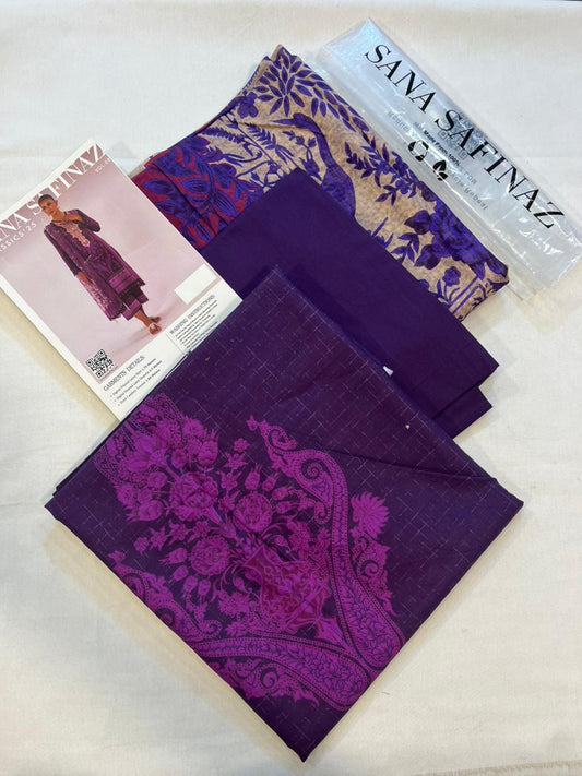Dark Purple | Sana Safinaz 3pc Unstitched Lawn Suit