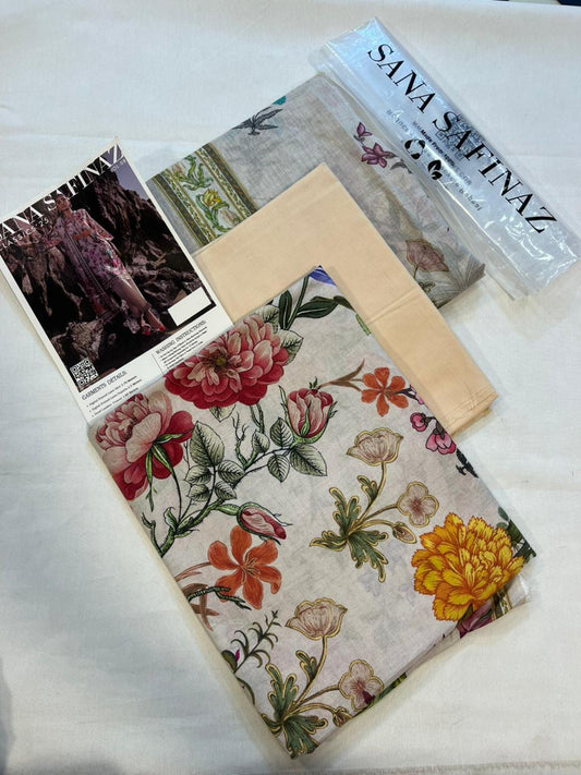 Off-White | Sana Safinaz 3pc Unstitched Lawn Suit