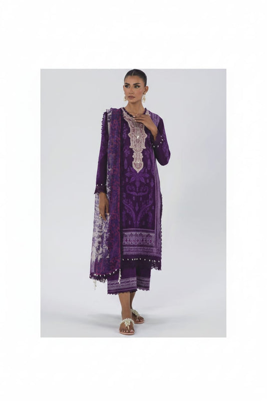 Dark Purple | Sana Safinaz 3pc Unstitched Lawn Suit