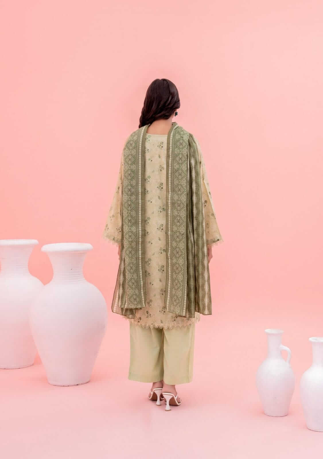 Light Green | Sohaye By Diners  3pc Unstitched Lawn Suit