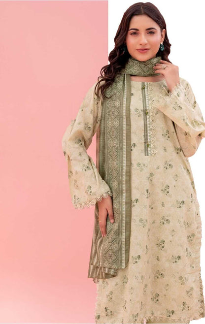 Light Green | Sohaye By Diners  3pc Unstitched Lawn Suit