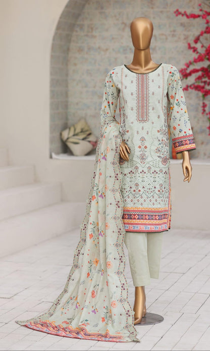 Shanaya By MTF Digital Printed Heavy Embroidered Lawn - Pistachio