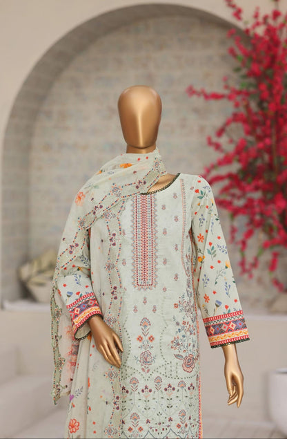 Shanaya By MTF Digital Printed Heavy Embroidered Lawn - Pistachio