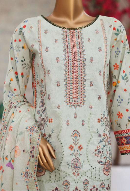 Shanaya By MTF Digital Printed Heavy Embroidered Lawn - Pistachio