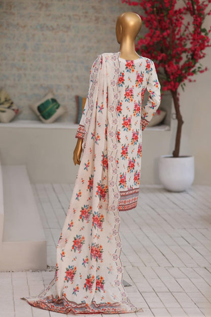 Shanaya By MTF Digital Printed Heavy Embroidered Lawn - Ash White