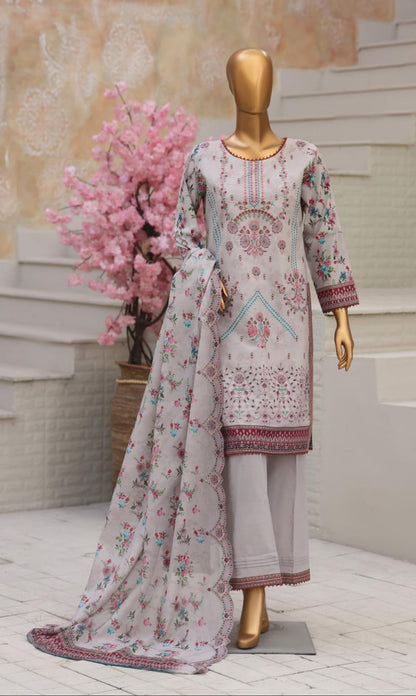 Shanaya By MTF Digital Printed Heavy Embroidered Lawn - Light Grey