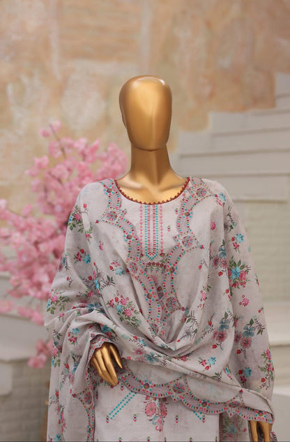Shanaya By MTF Digital Printed Heavy Embroidered Lawn - Light Grey