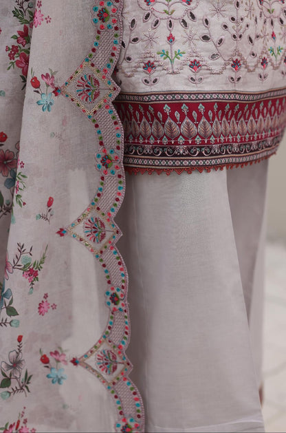 Shanaya By MTF Digital Printed Heavy Embroidered Lawn - Light Grey