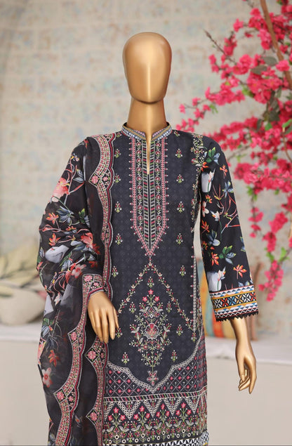 Shanaya By MTF Digital Printed Heavy Embroidered Lawn - Black