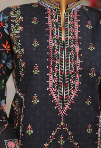 Shanaya By MTF Digital Printed Heavy Embroidered Lawn - Black