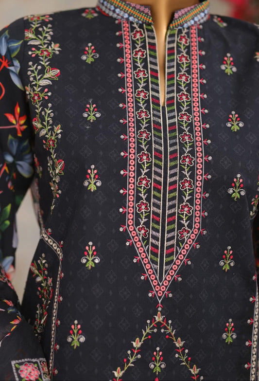 Shanaya By MTF Digital Printed Heavy Embroidered Lawn - Black