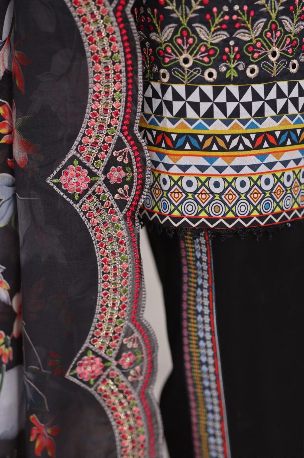 Shanaya By MTF Digital Printed Heavy Embroidered Lawn - Black
