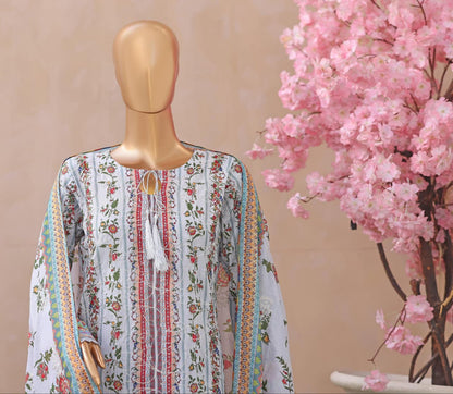 Khass By MTF Digital Printed Jhaal Embroidered Dhagakari Doria Lawn - Light Greyish