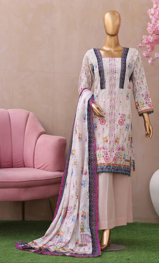 Khass By MTF Digital Printed Jhaal Embroidered Dhagakari Doria Lawn - Light Lavender