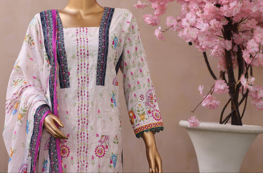 Khass By MTF Digital Printed Jhaal Embroidered Dhagakari Doria Lawn - Light Lavender