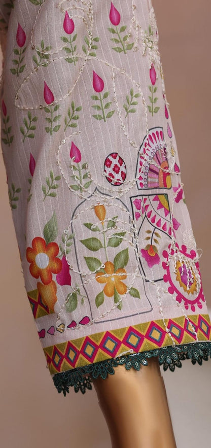 Khass By MTF Digital Printed Jhaal Embroidered Dhagakari Doria Lawn - Light Lavender